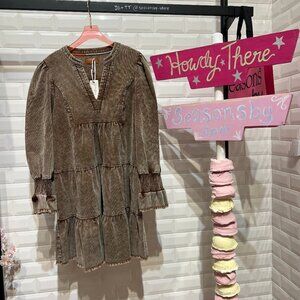 Stone Washed V-Neck Dress - K8885